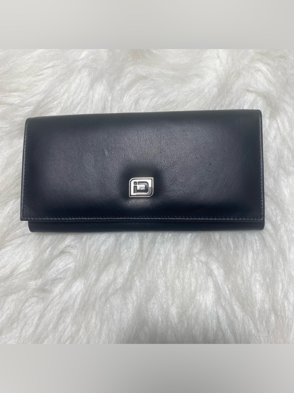 Identity StrongHold Black Leather Trifold Wallet with Silver Logo Accent